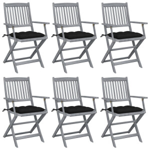 vidaXL Tuinstoelen 6 st inklapbaar met kussens massief acaciahout