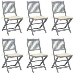 vidaXL Tuinstoelen 6 st inklapbaar met kussens massief acaciahout