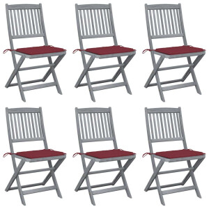 vidaXL Tuinstoelen 6 st inklapbaar met kussens massief acaciahout