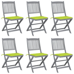 vidaXL Tuinstoelen 6 st inklapbaar met kussens massief acaciahout
