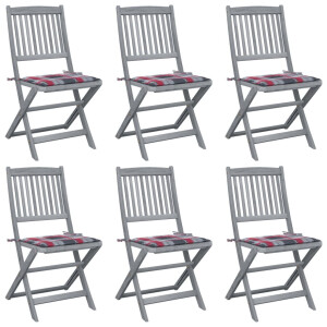 vidaXL Tuinstoelen 6 st inklapbaar met kussens massief acaciahout