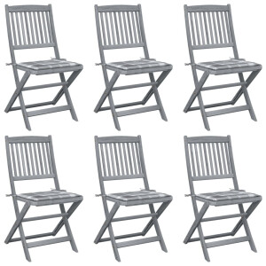 vidaXL Tuinstoelen 6 st inklapbaar met kussens massief acaciahout