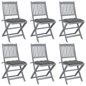 vidaXL Tuinstoelen 6 st inklapbaar met kussens massief acaciahout