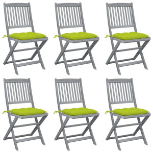 vidaXL Tuinstoelen 6 st inklapbaar met kussens massief acaciahout
