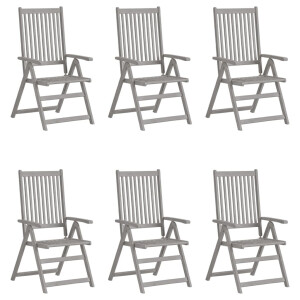 vidaXL Tuinstoelen 6 st verstelbaar massief acaciahout grijs