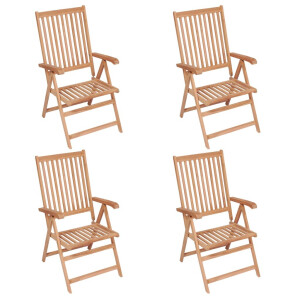 vidaXL Tuinstoelen 4 st verstelbaar massief teakhout