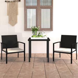 vidaXL 3-delige Tuinset poly rattan zwart