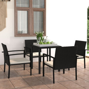 vidaXL 5-delige Tuinset poly rattan zwart