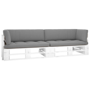 vidaXL Tweezitsbank pallet met kussens wit geïmpregneerd grenenhout
