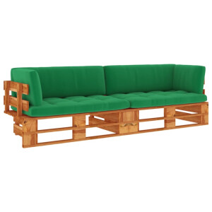 vidaXL Tweezitsbank pallet met kussens honingbruin geïmpregneerd hout