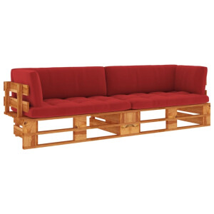 vidaXL Tweezitsbank pallet met kussens honingbruin geïmpregneerd hout