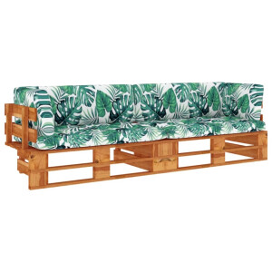 vidaXL Tweezitsbank pallet met kussens honingbruin geïmpregneerd hout