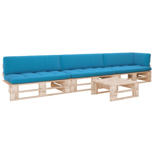 vidaXL 4-delige Loungeset pallet met kussens geïmpregneerd grenenhout