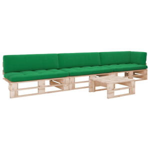vidaXL 4-delige Loungeset pallet met kussens geïmpregneerd grenenhout