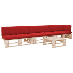 vidaXL 4-delige Loungeset pallet met kussens geïmpregneerd grenenhout