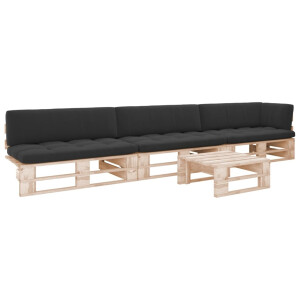 vidaXL 4-delige Loungeset pallet met kussens geïmpregneerd grenenhout