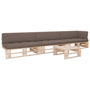 vidaXL 4-delige Loungeset pallet met kussens geïmpregneerd grenenhout