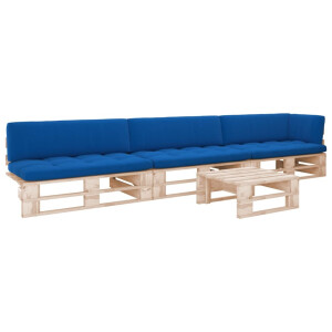 vidaXL 4-delige Loungeset pallet met kussens geïmpregneerd grenenhout