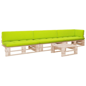 vidaXL 4-delige Loungeset pallet met kussens geïmpregneerd grenenhout