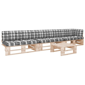 vidaXL 4-delige Loungeset pallet met kussens geïmpregneerd grenenhout