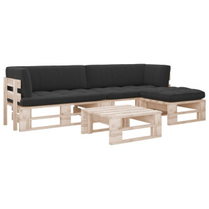vidaXL 4-delige Loungeset pallet met kussens geïmpregneerd grenenhout