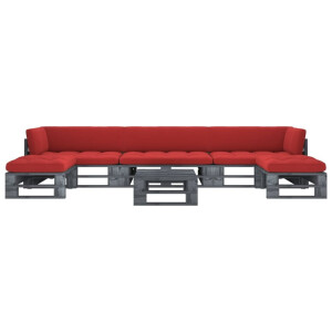 vidaXL 6-delige Loungeset pallet met kussens grijs geïmpregneerd hout