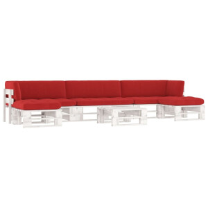 vidaXL 6-delige Loungeset pallet met kussens wit geïmpregneerd hout