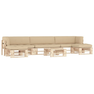 vidaXL 6-delige Loungeset pallet met kussens geïmpregneerd grenenhout