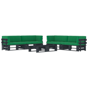 vidaXL 6-delige Loungeset pallet met <a title="kussens vergelijken" href="https://furn.nl/kussens">kussens</a> zwart geïmpregneerd hout