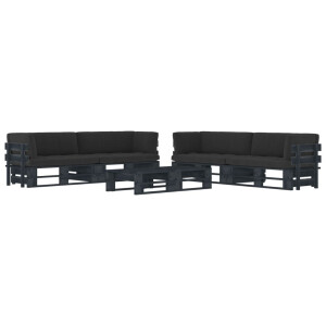 vidaXL 6-delige Loungeset pallet met kussens zwart geïmpregneerd hout