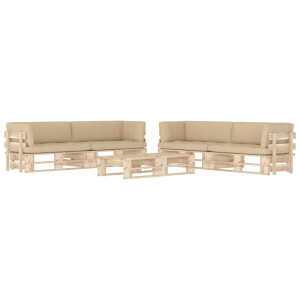 vidaXL 6-delige Loungeset pallet met <a title="kussens vergelijken" href="https://furn.nl/kussens">kussens</a> geïmpregneerd grenenhout