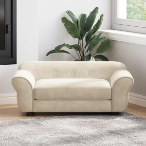 vidaXL Hondenbank 72x45x30 cm pluche crèmekleurig