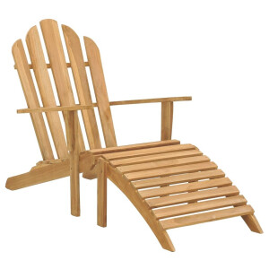 vidaXL Stoel Adirondack met voetensteun massief teakhout