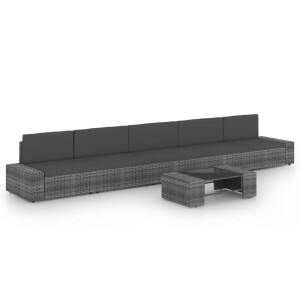 vidaXL 6-delige Loungeset met <a title="kussens vergelijken" href="https://furn.nl/kussens">kussens</a> poly rattan grijs
