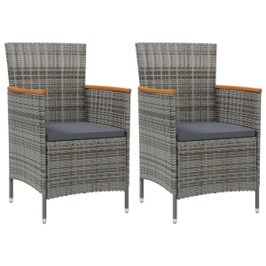 vidaXL Tuinstoelen 2 st poly rattan grijs
