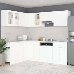 vidaXL 11-delige Keukenkastenset Lyon bewerkt hout wit