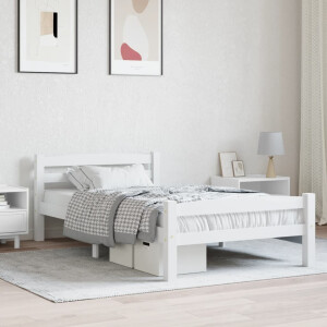 vidaXL Bedframe massief grenenhout wit 90x200 cm