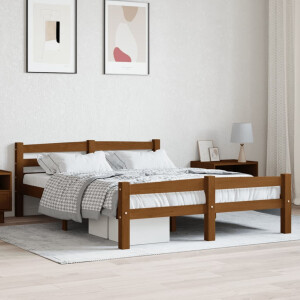 vidaXL Bedframe massief grenenhout honingbruin 140x200 cm