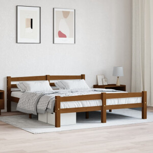 vidaXL Bedframe massief grenenhout honingbruin 160x200 cm