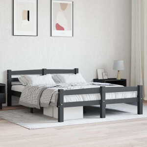 vidaXL Bedframe massief grenenhout donkergrijs 120x200 cm