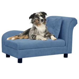vidaXL Hondenbank met kussen 83x44x44 cm pluche blauw