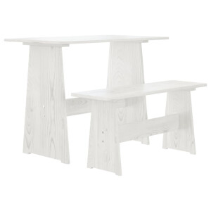 vidaXL Eettafel met bankje REINE massief grenenhout wit