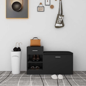 vidaXL Schoenenbank 94,5x31x57 cm bewerkt hout zwart