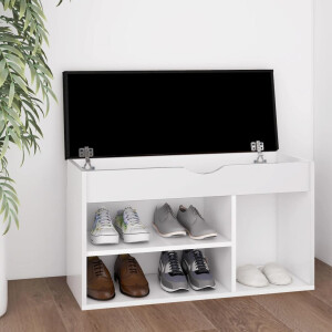 vidaXL Schoenenbank met kussen 80x30x47 cm bewerkt hout wit
