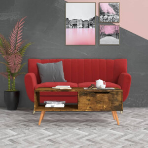 vidaXL Salontafel 100x49,5x43 cm bewerkt hout gerookt eikenkleurig