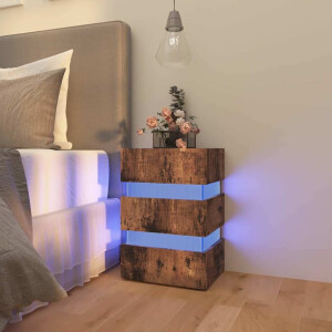 vidaXL Nachtkastje 45x35x67 cm bewerkt hout gerookt eikenkleurig