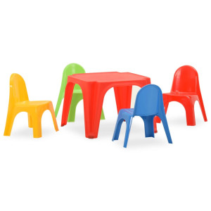 vidaXL Kindertafel en stoelenset PP