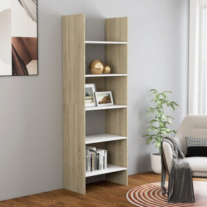 vidaXL Boekenkast 60x35x180 cm bewerkt hout wit en sonoma eikenkleurig