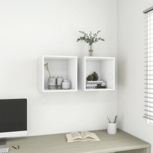 vidaXL Wandkasten 2 st 37x37x37 cm bewerkt hout wit