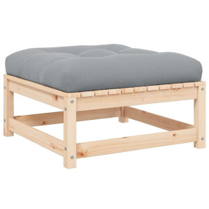 vidaXL Tuinvoetenbank met kussen massief grenenhout